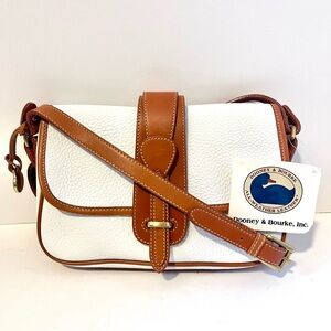 Dooney & Bourke Vintage NWT White and Brown All Weather Leather Crossbody Purse
